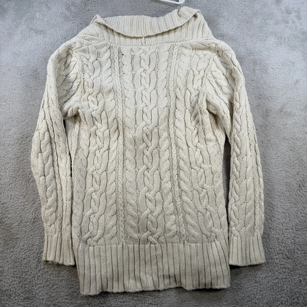 LRL Cardigan Womens Large Cream Cable Knit Shawl Collar Toggle Chunky Sweater - Picture 6 of 6